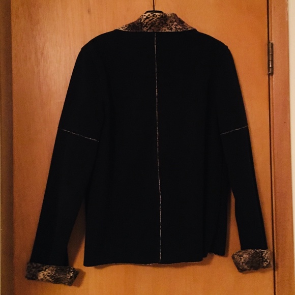Vintage 90's Zip Up Black Leopard Trim Soft Jacket - Picture 5 of 12